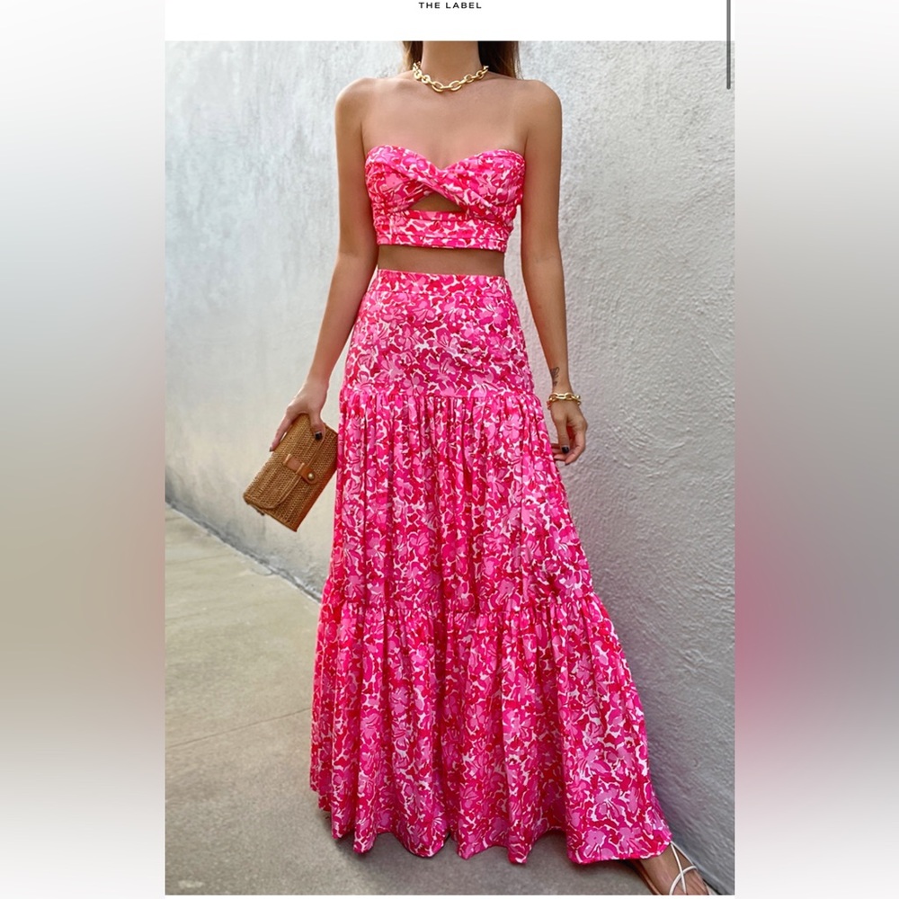 Runaway The Label Pink Floral Maxi Skirt